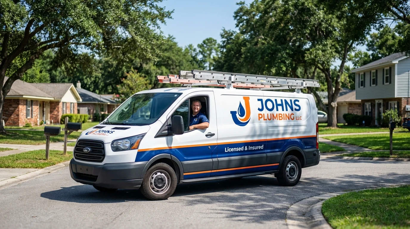 Johns Plumbing LLC service van in Goodland, IN