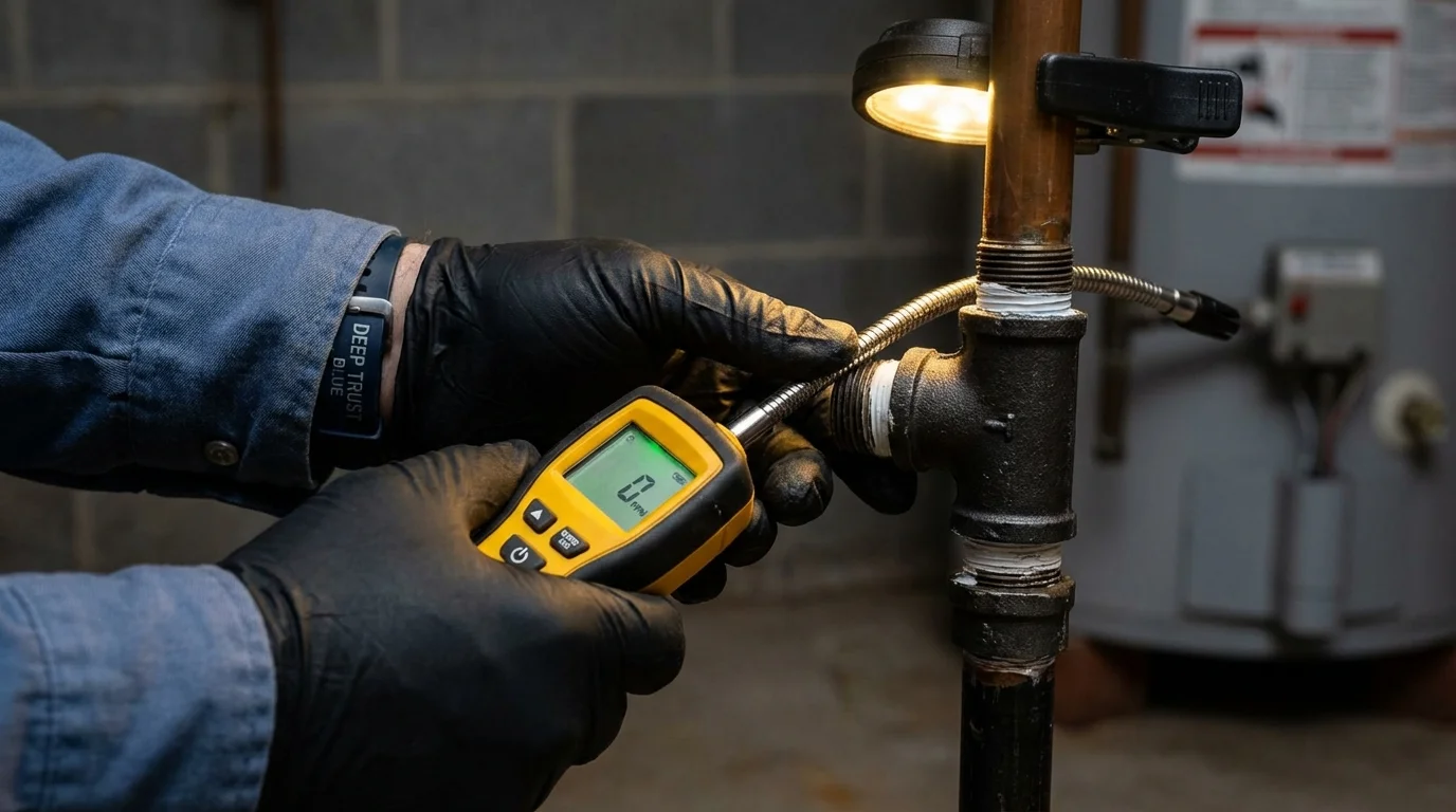 Gas leak detection with electronic sniffer by Johns Plumbing LLC in Goodland